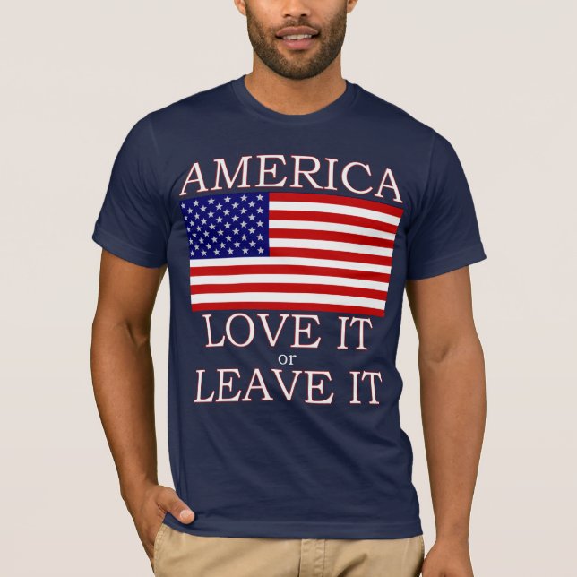 Amerika Kärlek eller Lämna det Manar Mörk Tshirt Tee (Framsida)