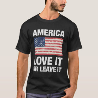Amerika Kärlek eller Lämna mig med USA Flagga T Shirt