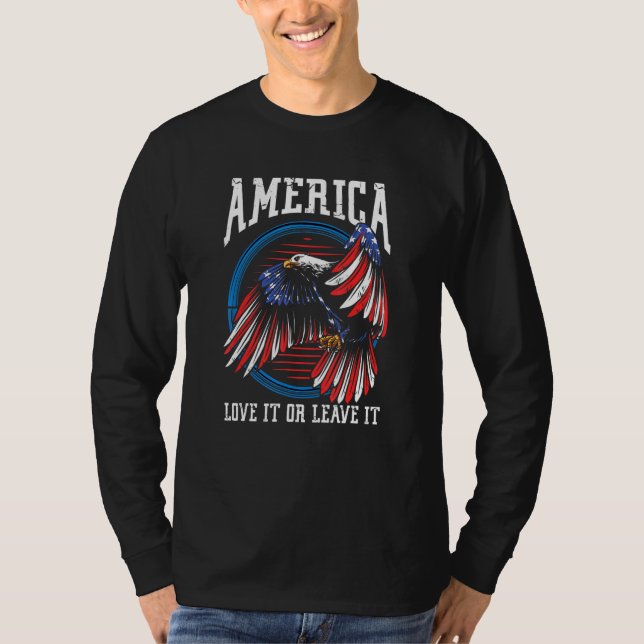 Amerika Kärlek eller Lämna USA Eagle Proud America T Shirt (Framsida)