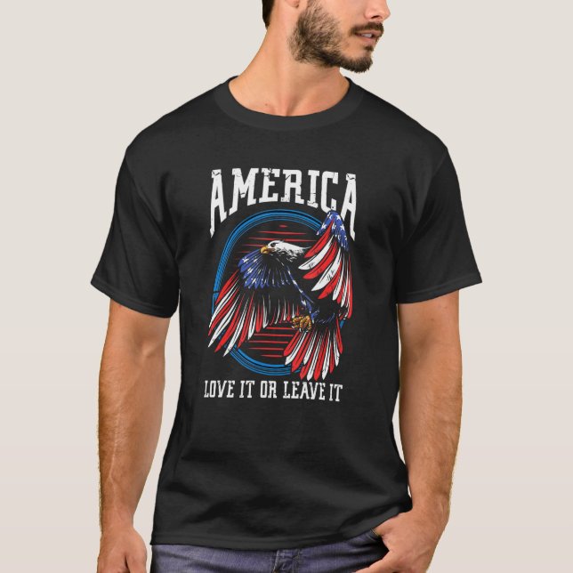 Amerika Kärlek eller Lämna USA Eagle Proud America T Shirt (Framsida)