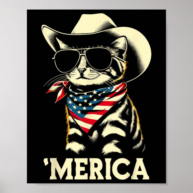 Amerika katt 4 juli män kvinnor barn rolig födelse poster (Framsidan)