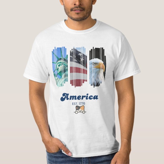 Amerika & kattdesign t-shirt (Framsida)