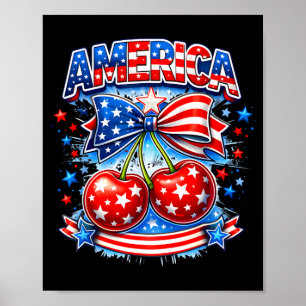 Amerika körsbär båge stjärnor ränder usa juli 4:e poster