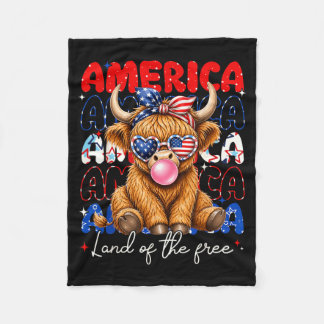 Amerika Land för Highland Ko Patriotiska Kvinnor Fleecefilt
