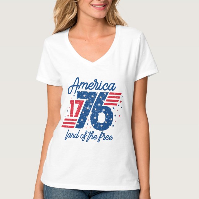 Amerika Landet För De Fria  T Shirt (Framsida)