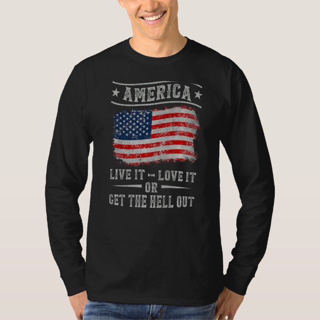Amerika lever det Kärlek eller tar sig ut från 4:e T Shirt (Framsida)