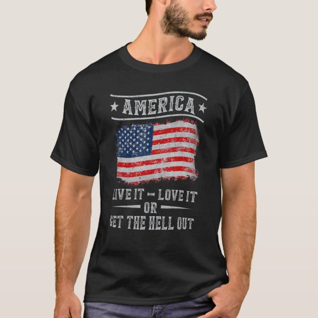 Amerika lever det Kärlek eller tar sig ut från 4:e T Shirt (Framsida)