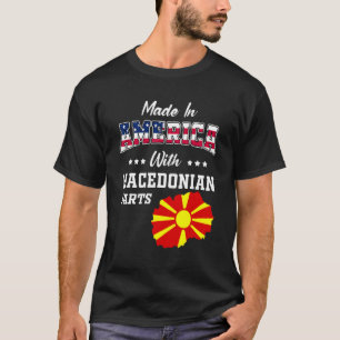 Amerika Makedonska Delar Makedonien Karta Usa Flag T Shirt