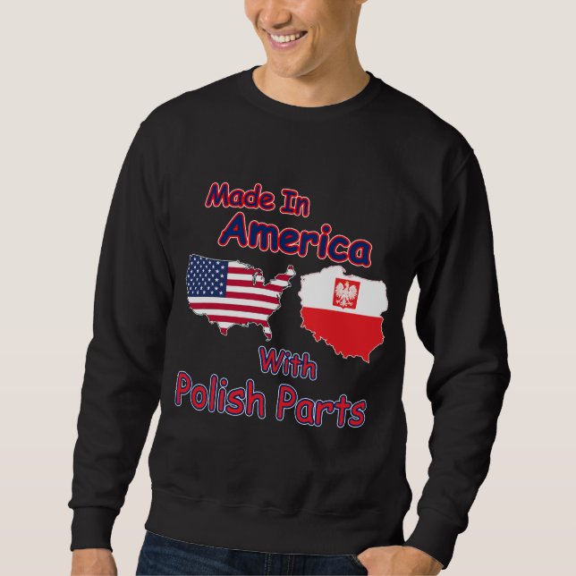Amerika med polska delar lång ärmad tröja (Framsida)