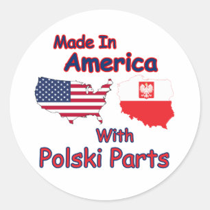 Amerika med polskidelar runt klistermärke