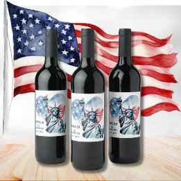 Amerika Min hjärtes eld 1776-2026 Patriotisk Vinflaska Etikett