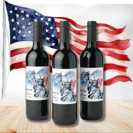 Amerika Min hjärtes eld 1776-2026 Patriotisk Vinflaska Etikett