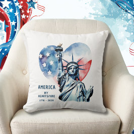 Amerika Min hjärtesbrand 1776-2026 Patriotisk Kudde