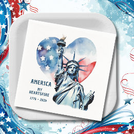 Amerika Min hjärtesbrand 1776-2026 Patriotisk Pappersservett