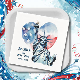 Amerika Min hjärtesbrand 1776-2026 Patriotisk Pappersservett