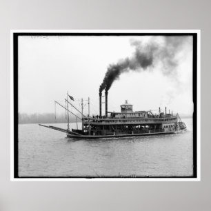 Amerika, Mississippi River fartyg, Fröcken. Poster