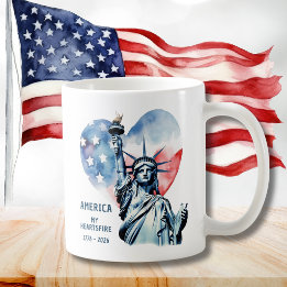 Amerika Mitt hjärta Eld 1776-2026 Patriotisk Kaffemugg