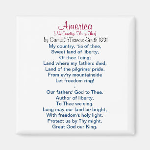 Amerika (mitt land, 'Tis av Thee) 1831 Magnet