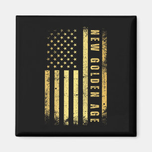 Amerika New Golden Age Golden Färg USA flagga Magnet