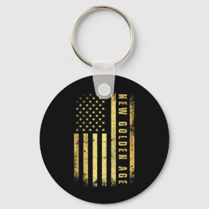 Amerika New Golden Age Golden Färg USA flagga Nyckelring
