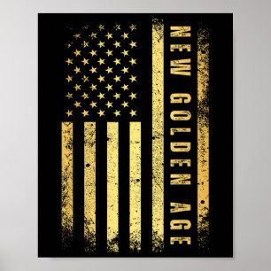 Amerika New Golden Age Golden Färg USA flagga Poster