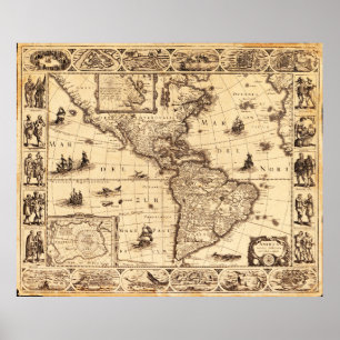 Amerika, Noviter Delineata Karta (1622) Poster