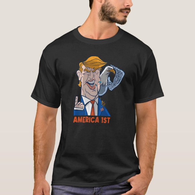 Amerika nummer 1 Rött vitt blått amerikanska Eagle T Shirt (Framsida)
