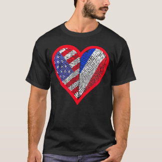 Amerika och Frankrike TC-länder ett hjärta T Shirt