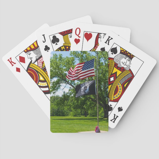 Amerika och POW Flaggor Casinokort (Baksidan)