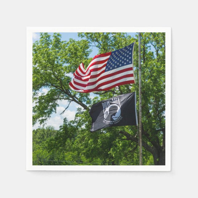 Amerika och POW Flaggor Pappersservett (Framsidan)