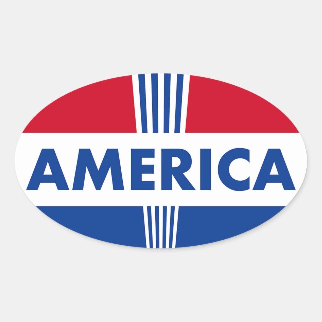 Amerika Ovalt Klistermärke (Framsida)
