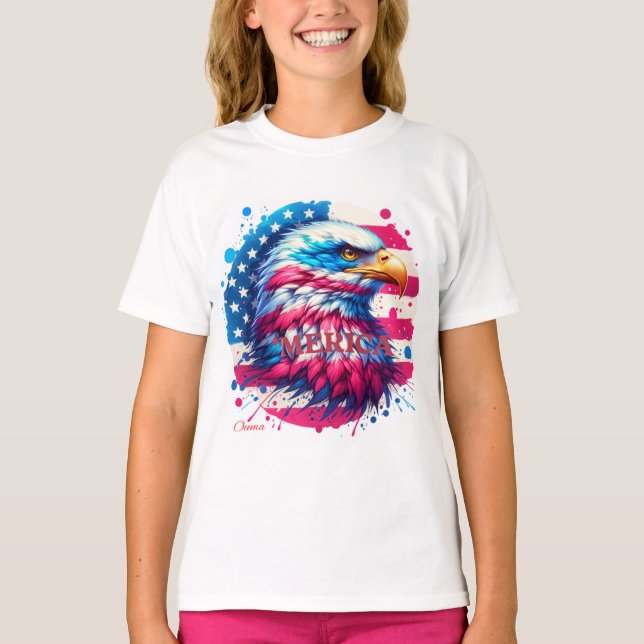 Amerika - Patriotic USA Design for 4:e juli, Ve T Shirt (Framsida)
