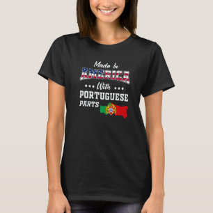 Amerika Portugisiska Delar Portugal Karta USA Flag T Shirt