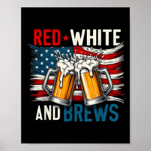 Amerika Red White och Brew Four of Beer Älskare J Poster