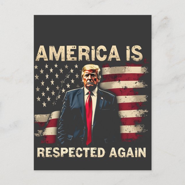 Amerika respekteras igen Trump USA 4:e juli Vykort (Framsida)