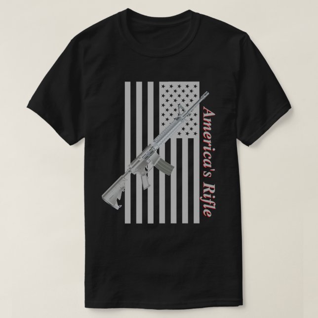 Amerika Rifle USA flagga Favorite Rifle Mörk Färg T Shirt (Design framsida)
