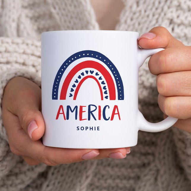 Amerika | Röd vit och blå regnbåge Kaffemugg (Skapare uppladdad)