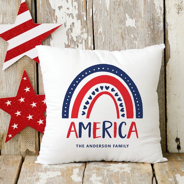 Amerika | Röd vit och blå regnbåge Kudde (Skapare uppladdad)