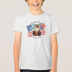 Amerika sedan 1776 akvarellflagga/örnfyrverkerier t shirt
