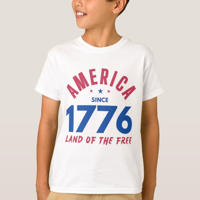AMERIKA SEDAN 1776 DE FRIA MARKEN  T SHIRT (Framsida)