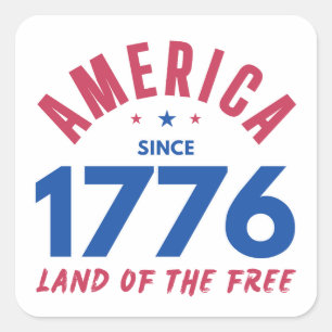 AMERIKA SEDAN 1776 DE FRIAS LAND FYRKANTIGT KLISTERMÄRKE