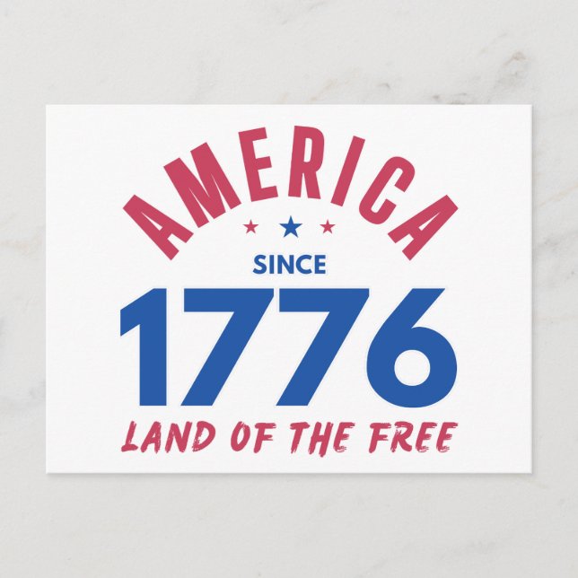 AMERIKA SEDAN 1776 FRÄMLINGSLAND FÖR DE FRIA  VYKORT (Framsida)