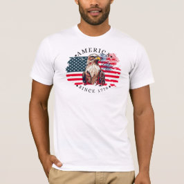 Amerika sedan 1776 med flagga, örn och fyrverkerie t shirt