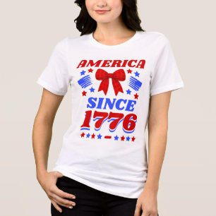 Amerika Sedan 1776 Röd Gingham-slöja T Shirt