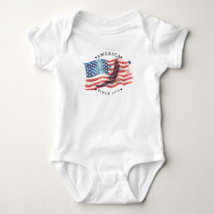Amerika sedan 1776 Vattenfärg Flagga/Örn/S. Stjärn T Shirt