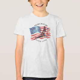 Amerika sedan 1776 Vattenfärg Flagga/S. Örn/Stjärn T Shirt