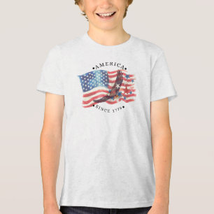 Amerika sedan 1776 Vattenfärg Flagga/S. Örn/Stjärn T Shirt