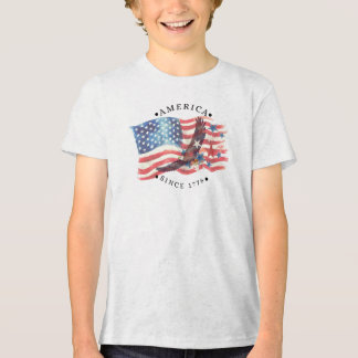 Amerika sedan 1776 Vattenfärg Flagga/S. Örn/Stjärn T Shirt