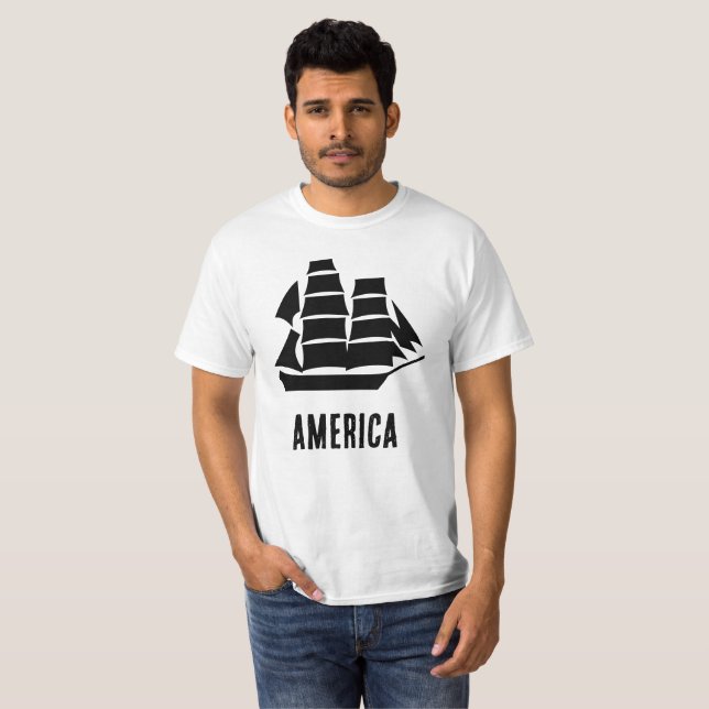 Amerika Segelfartyg T Shirt (Hel framsida)