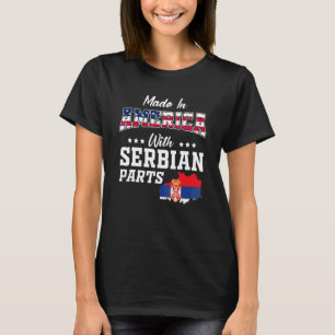 Amerika serbiska delar Serbien Karta Usa Flagga Hä T Shirt
